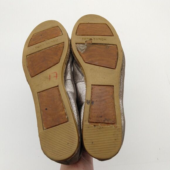 Tory Burch Reva Espadrille Flats Size 7 Bronze Metallic Leather Slip On READ - Picture 6 of 8